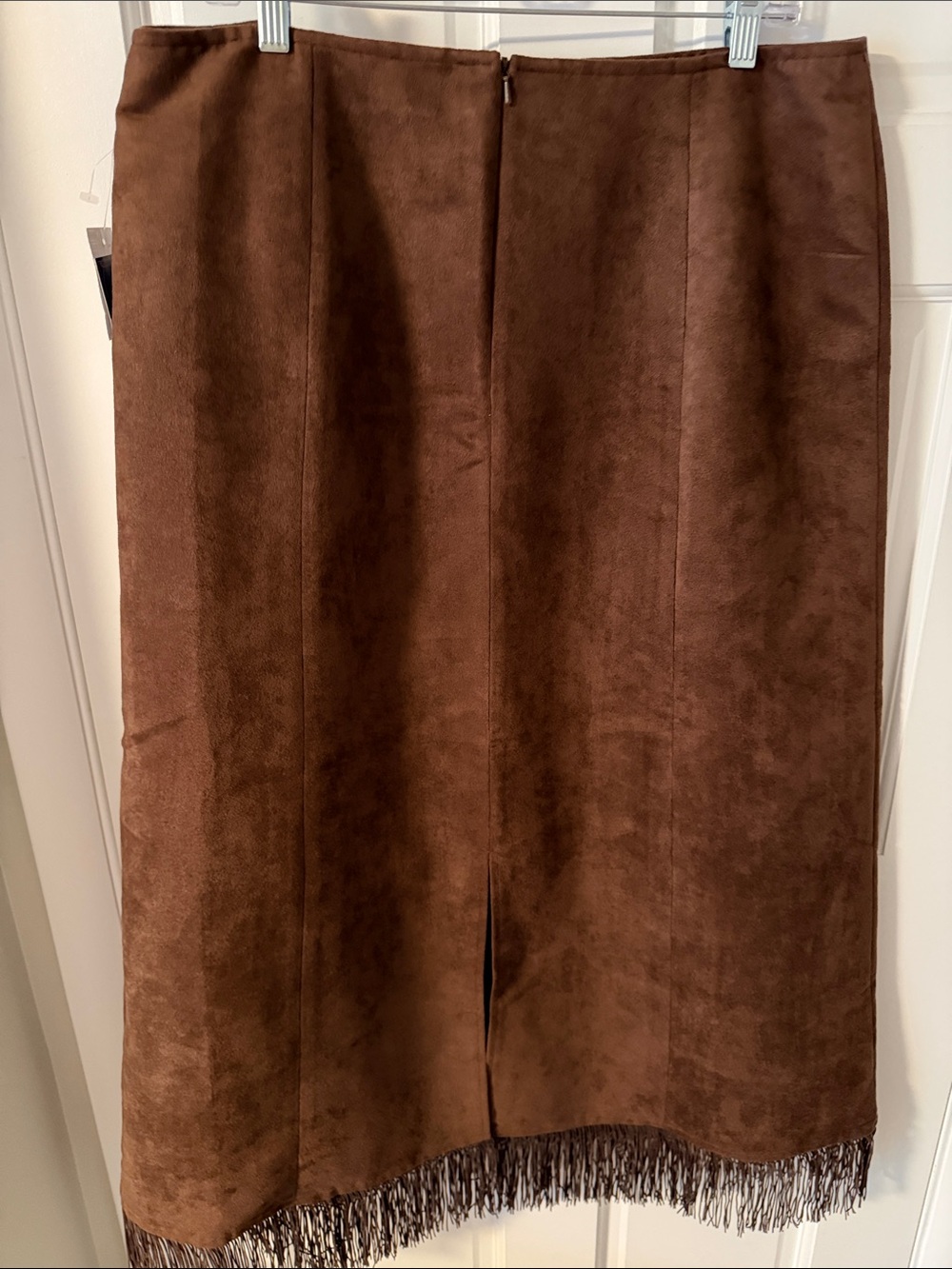 NWT Panhandle Slim Vintage Brown Faux Suede Fringe Western Midi Skirt Size 14 - Picture 5 of 6